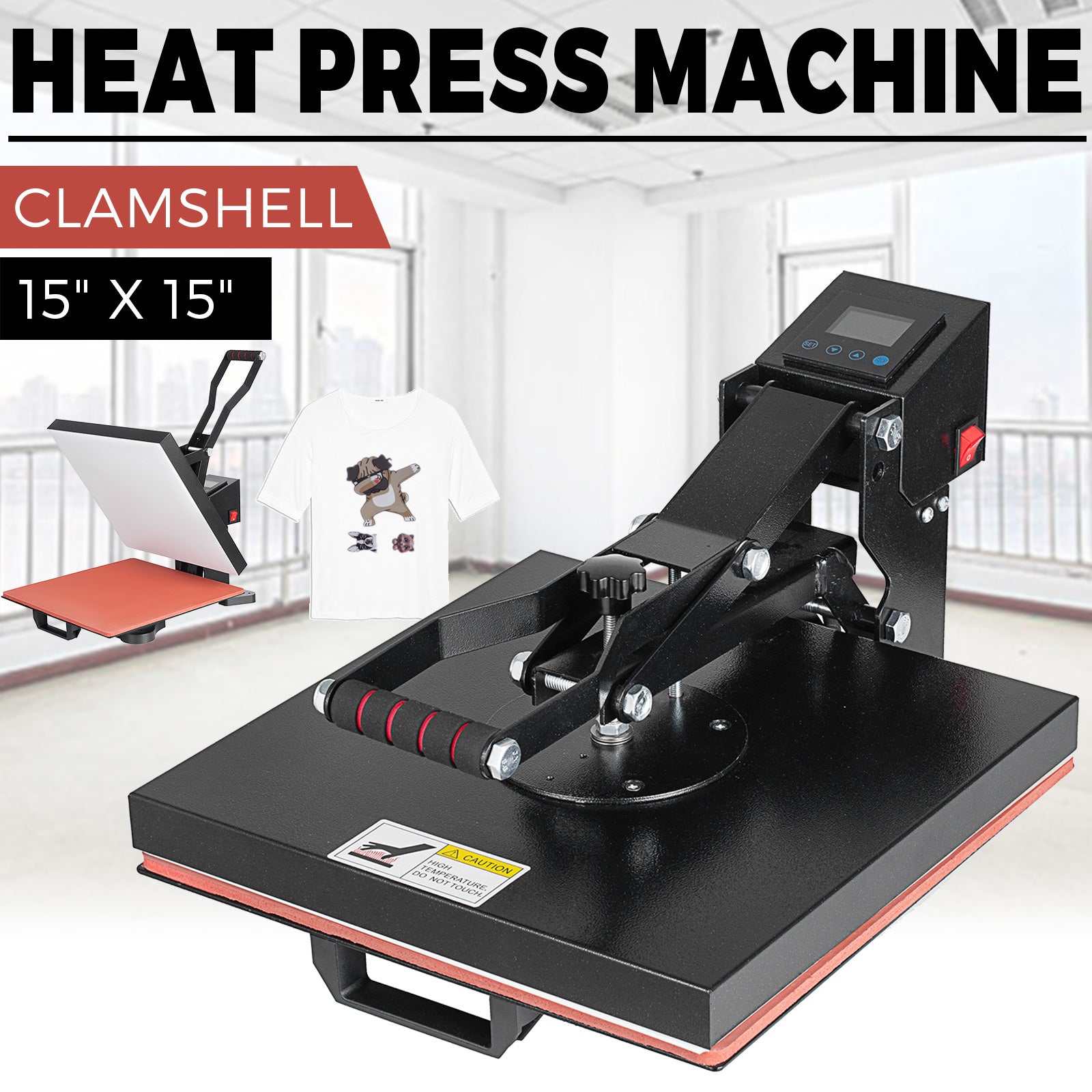 15"X15" Digital Clamshell T-shirt Heat Press Machine