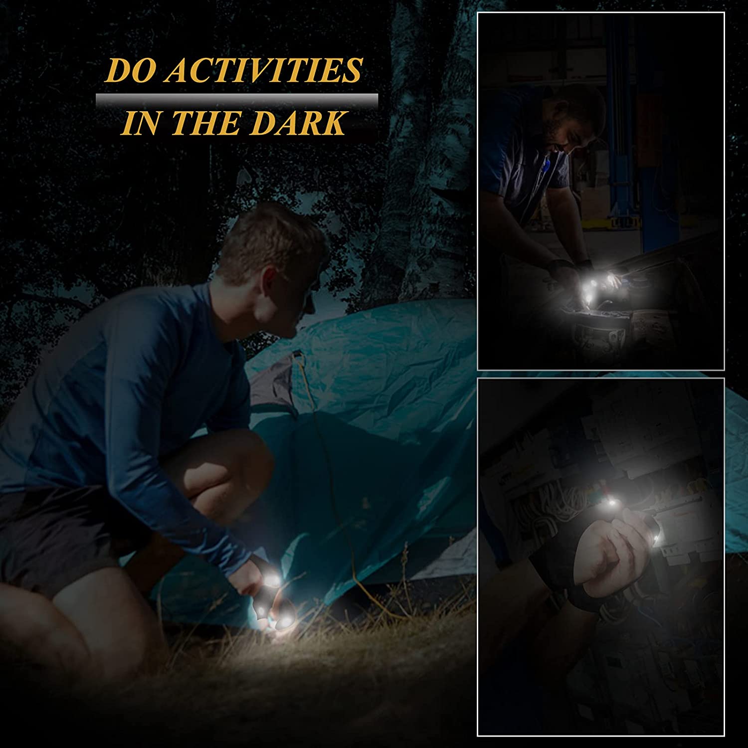 Flashlight gloves LED - Father day gift - with stretchy strap screwdriver - Running fishing camping hiking in dark places