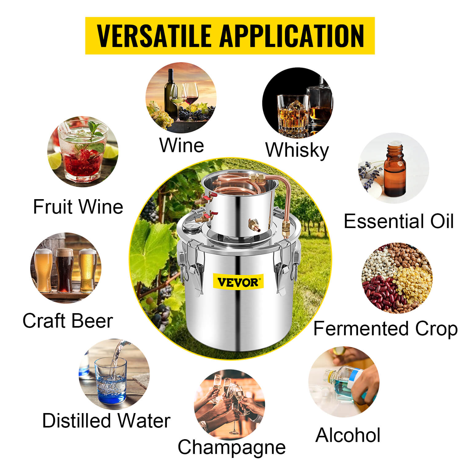 Alcohol Distiller Machine Moonshine Apparatus Beer Brewing Equipment DIY Wine Dispenser Kit for Home Appliance