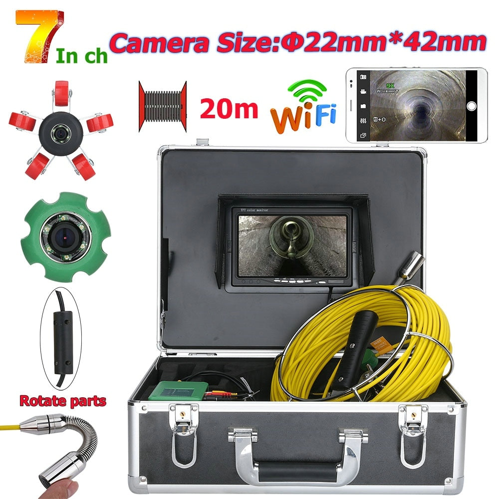 7" Pipe Sewer Inspection Video Camera (WiFi + DVR)