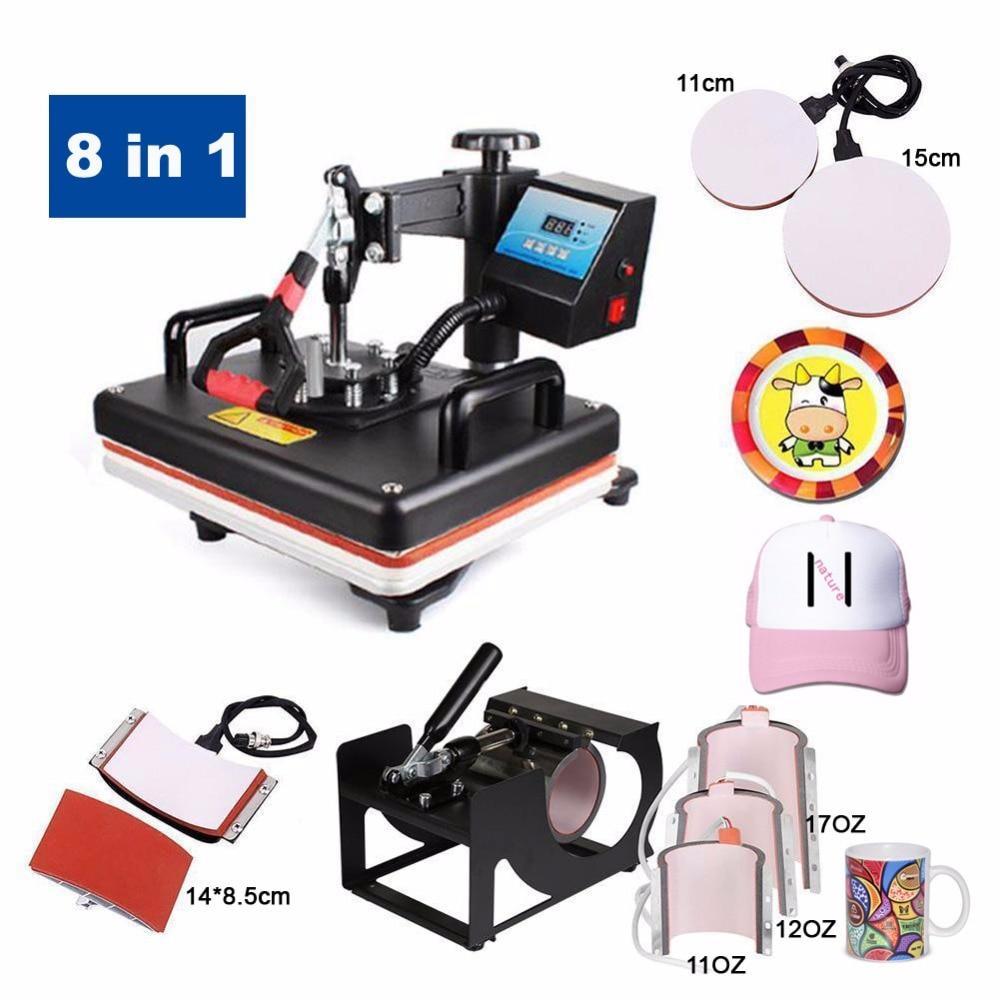 Promotions 30*38CM 8 in 1 Combo Heat Press Machine Sublimation Heat Press  Heat Transfer Printer For Mug/Cap/T shirt/Phone Cas…